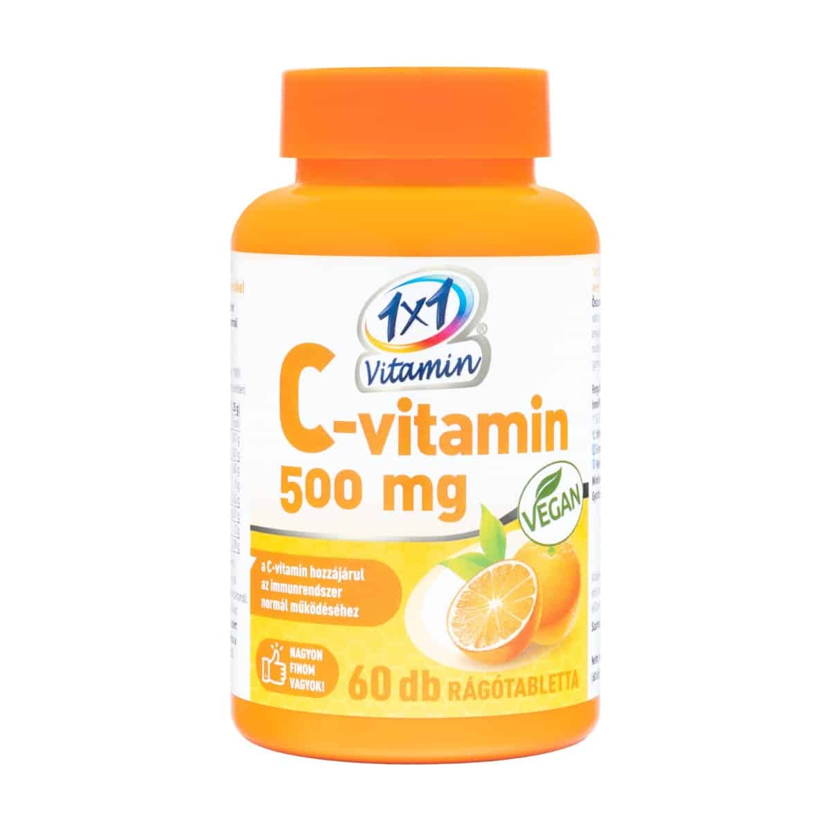 1x1 vitaday C-vitamin 500 mg rágótabletta 60 db narancs