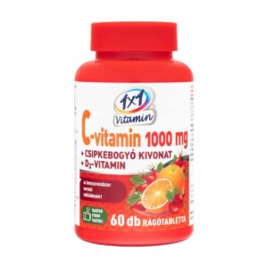 1x1 VITADAY C-vitamin 1000mg + D3+ csipkebogyó 60db rágótabletta (piros)