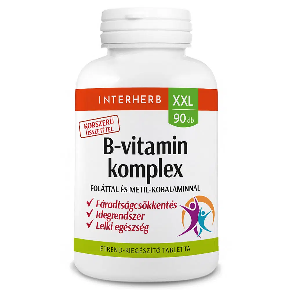 Interherb XXL B-vitamin komplex tabletta Foláttal és Metil-Kobalaminnal 90 db