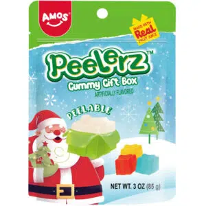 Amos PEELERZ Hámozható vegyes gyümölcsízű gumicukor Karácsonyi (Marnys) 85g