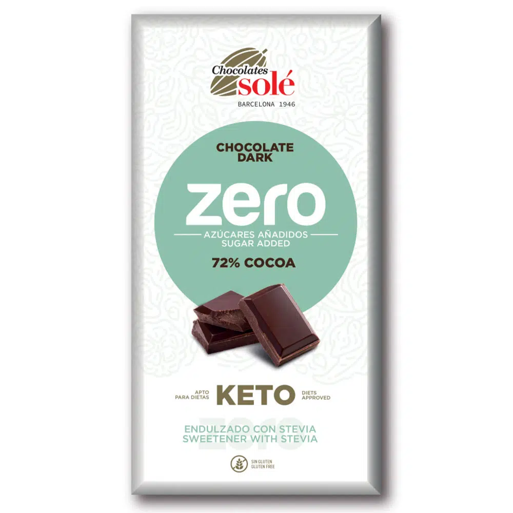 Chocolates Solé ZERO keto cukormentes 72% étcsokoládé (zöld) 100g