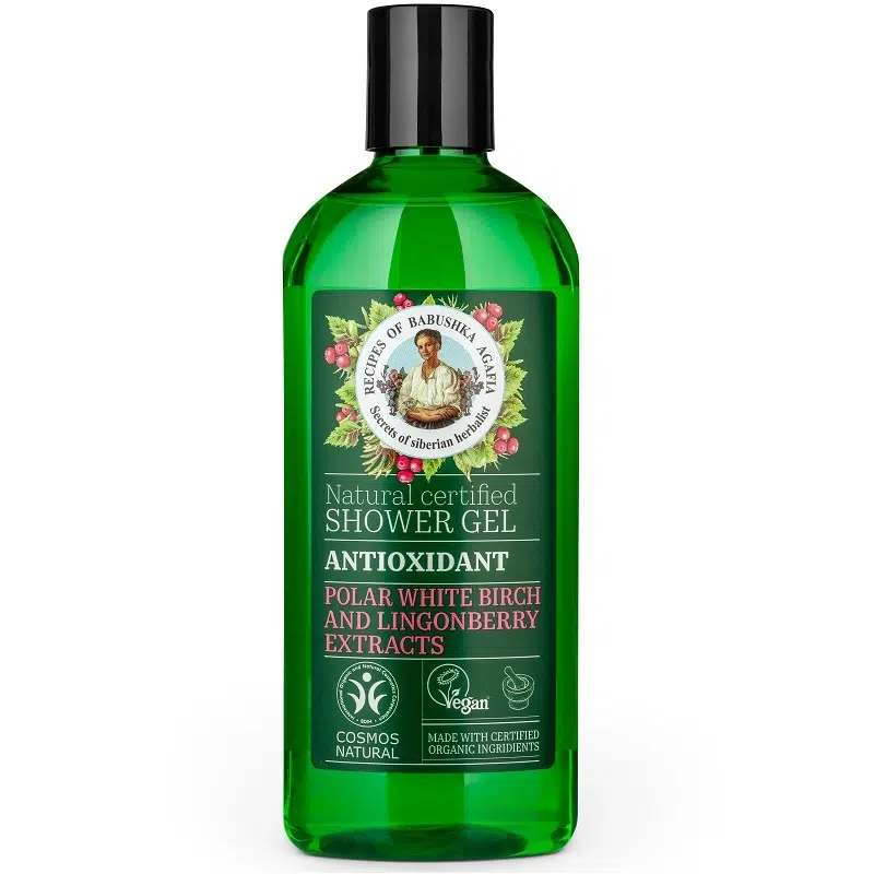 Babushka Agafia Antioxidáns tusfürdő gél sarki fehérnyír- és vörösáfonya-kivonattal 260ml
