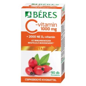 Béres C+D Retard C-vitamin 1000mg + D3-vitamin 2000NE csipkebogyó kivonattal – 90db