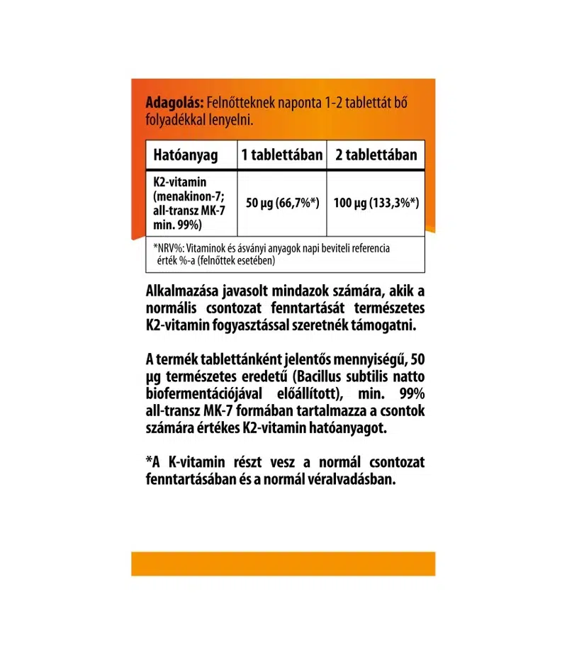 BioCo K2-vitamin tabletta - 90db - Image 2