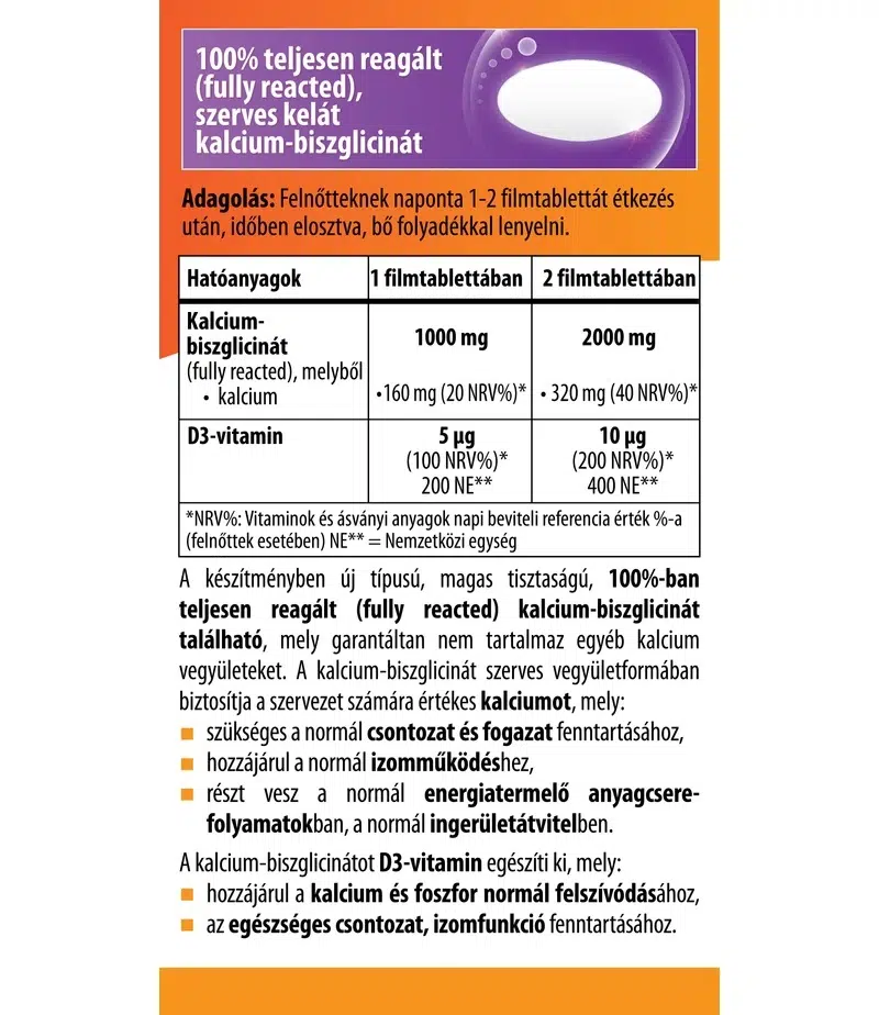 BioCo Kalcium-biszglicinát+D3-vitamin filmtabletta - 90db - Image 2