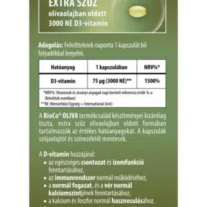 BioCo Oliva D3-vitamin 3000NE lágyzselatin kapszula - 60db - Image 2