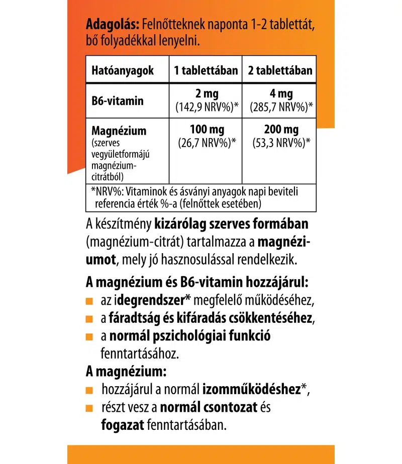 BioCo Szerves Magnézium+ B6-vitamin tabletta - 60db - Image 2