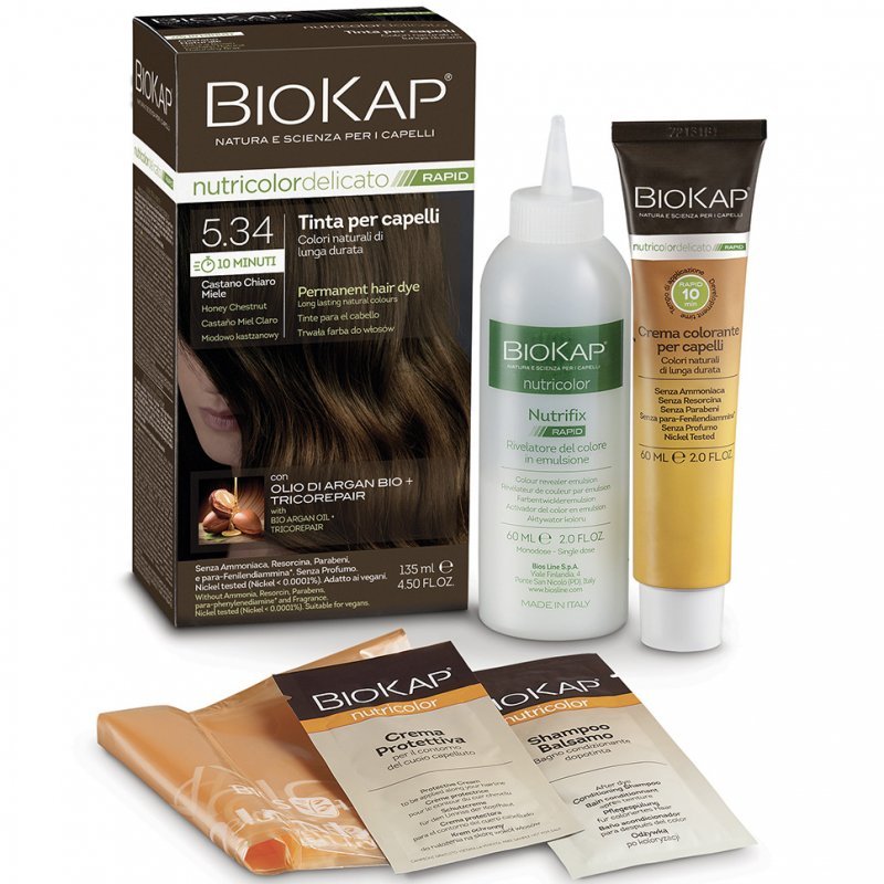 Biokap Nutricolor Rapid Tartós hajfesték Nr 5.34 Honey Chestnut 135ml