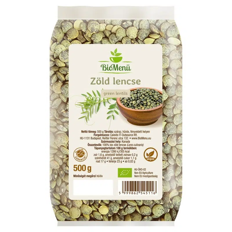 Biomenü bio ZÖLD lencse 500g