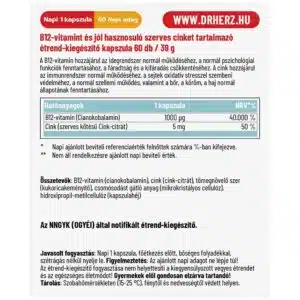 Dr. Herz B12-vitamin 1000 mcg + Szerves Cink kapszula - 60db - Image 2