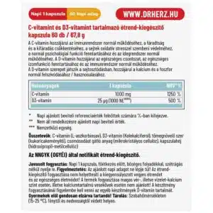 Dr. Herz C-vitamin 1000mg + D3-vitamin 1000NE kapszula - 60db - Image 2