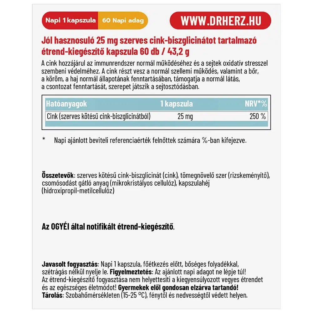 Dr. Herz Cink-Biszglicinát kapszula - 60db - Image 2