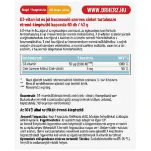 Dr. Herz D3-vitamin 2000NE + Szerves Cink kapszula - 60db - Image 2