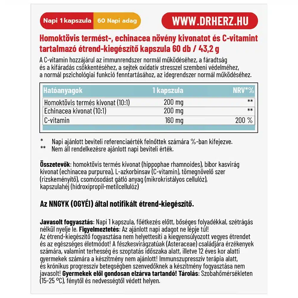 Dr. Herz Homoktövis+Echinacea+C-vitamin kapszula - 60db - Image 2