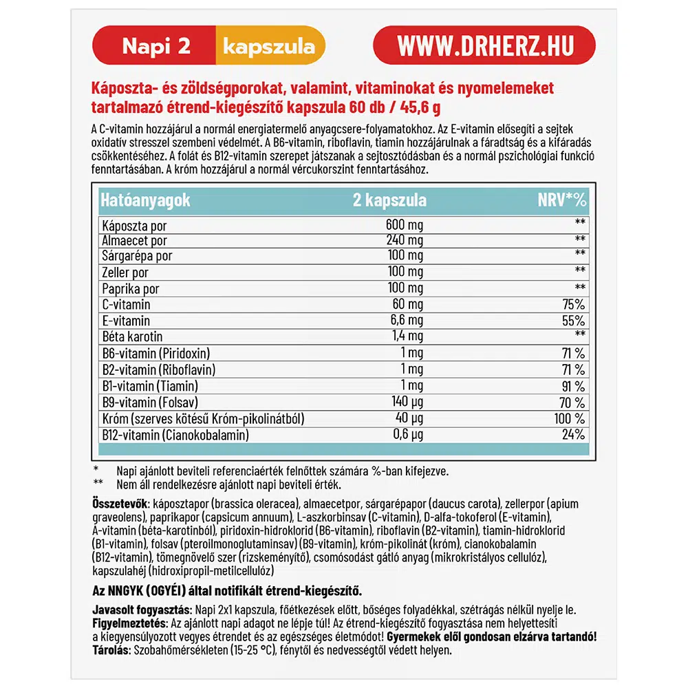 Dr. Herz Káposztaleves + Almaecet + Króm kapszula - 60db - Image 2