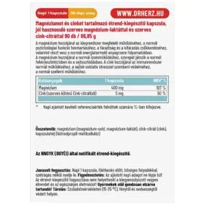 Dr. Herz Magnézium Supra 400mg + Szerves Cink XL kapszula - 90db - Image 2