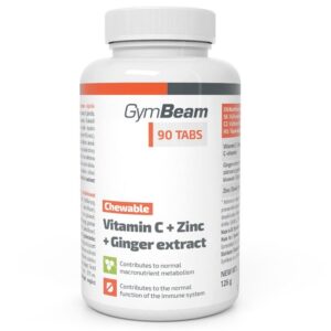 GymBeam C-vitamin+Cink+Gyömbér rágótabletta 90db