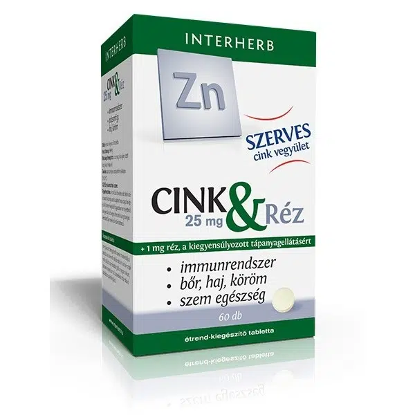 Interherb Szerves Cink 25 mg & RÉZ tabletta 60db