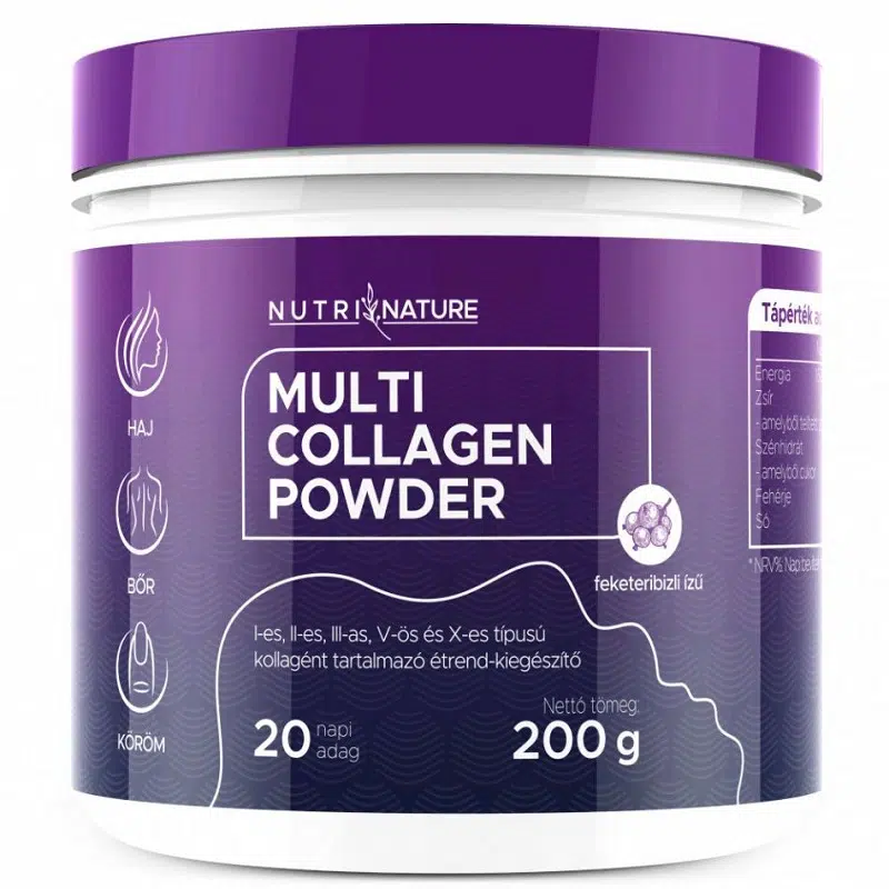 Nutri Nature Multi Collagen por - 5 féle kollagénnel feketeribizli ízű 200g