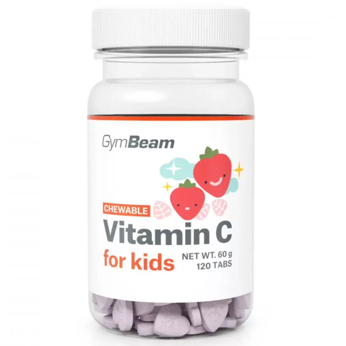 GymBeam C vitamin rágótabletta gyerekeknek (eper) 120db