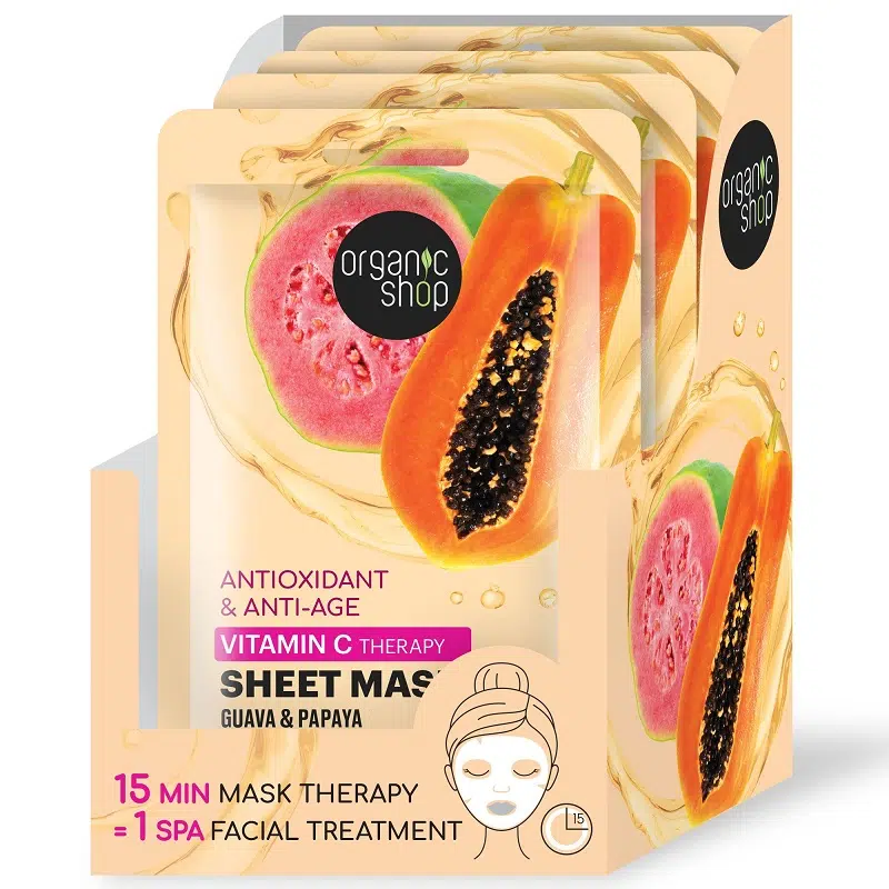 Organic Shop Antioxidáns és anti-aging fátyolmaszk guavával és papayával 25g