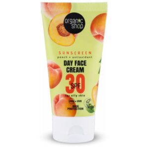 Organic Shop Fényvédő nappali arckrém őszibarackkal és antioxidánsokkal SPF30 ( zsíros bőrre) 50ml