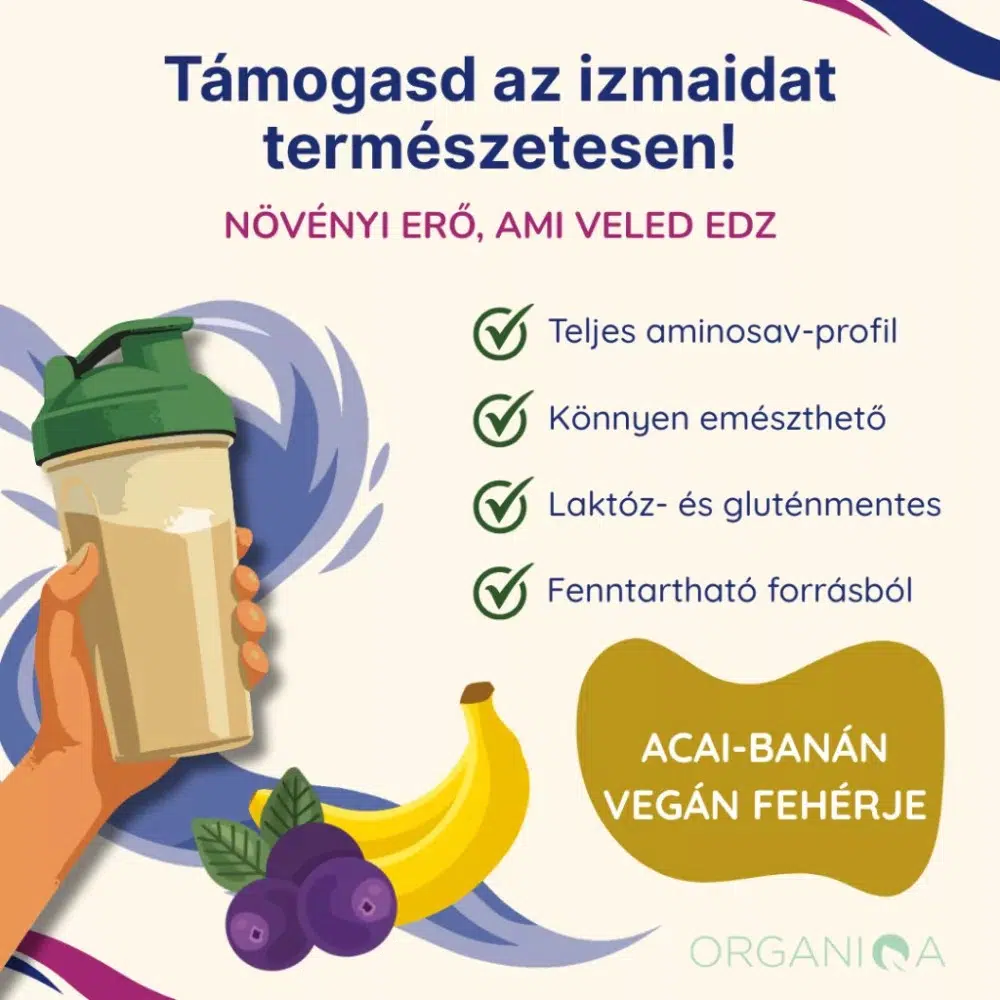 Organiqa 100% bio acai-banán vegán fehérje mix - 200g - Image 4