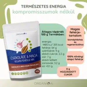 Organiqa 100% bio csokoládé-maca vegán fehérje mix - 400g - Image 2