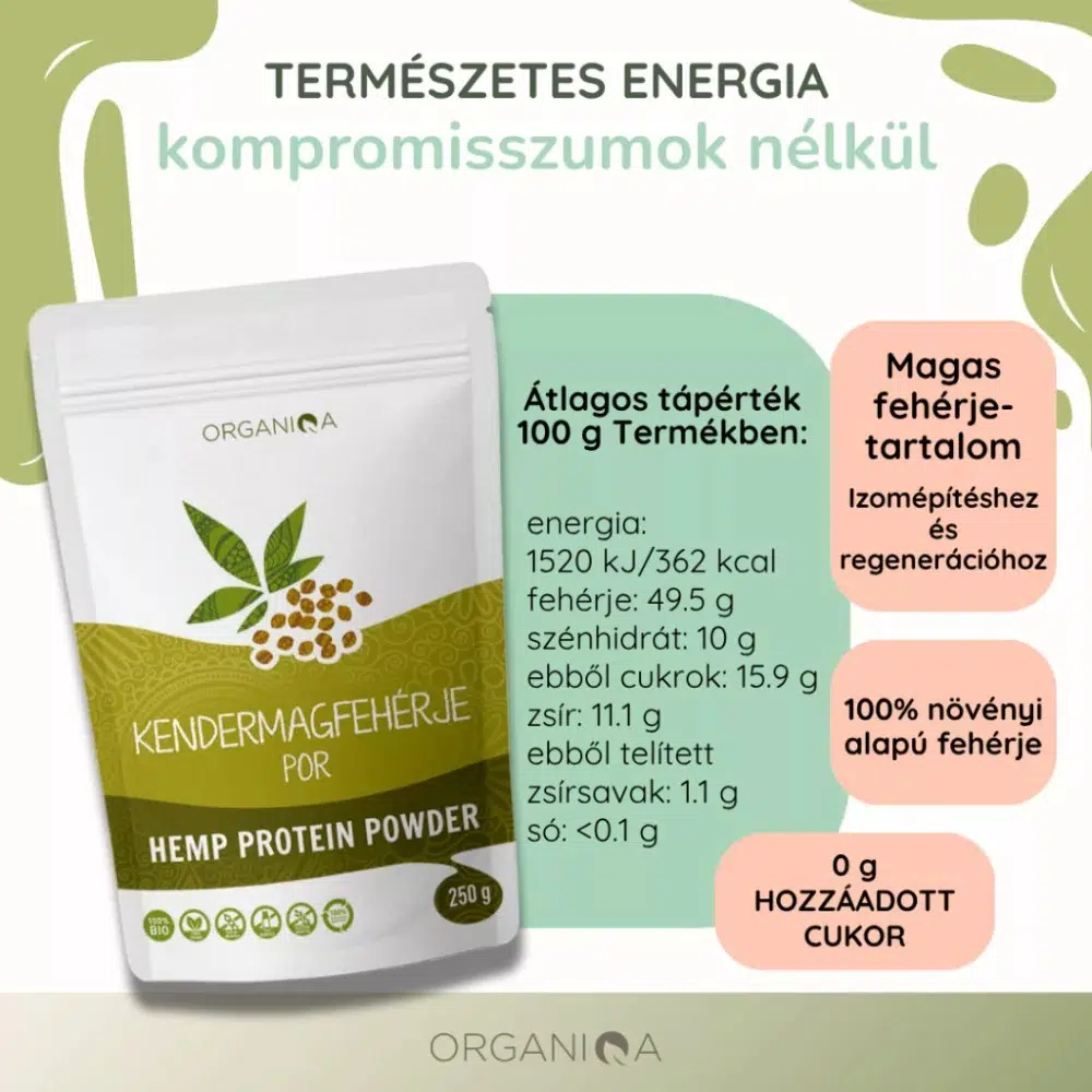 Organiqa Bio Kendermag fehérje por - 250g - Image 2