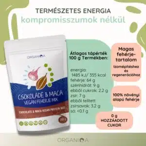 Organiqa 100% bio csokoládé-maca vegán fehérje mix - 200g - Image 4