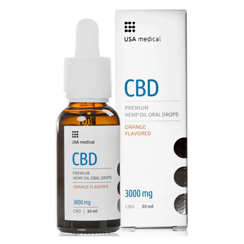USA Medical 3000 mg Prémium CBD olaj ORAL DROPS narancsos 30ml
