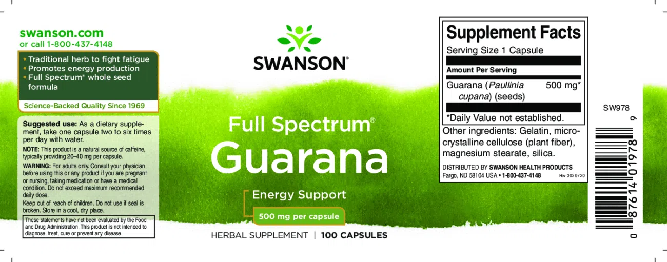 Swanson Full Spectrum Guarana kapszula - 100db - Image 2