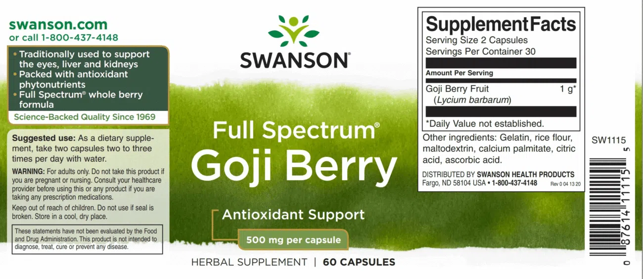 Swanson Goji Berry kapszula - 60db - Image 2