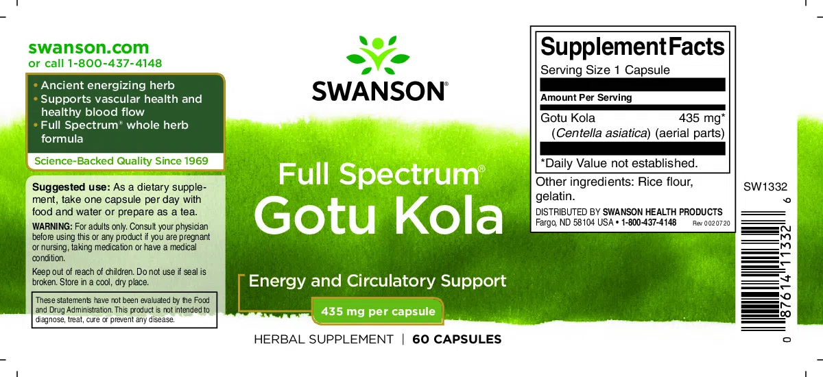 Swanson Gotu Kola - Ázsiai Gázló 435mg kapszula - 60db - Image 2