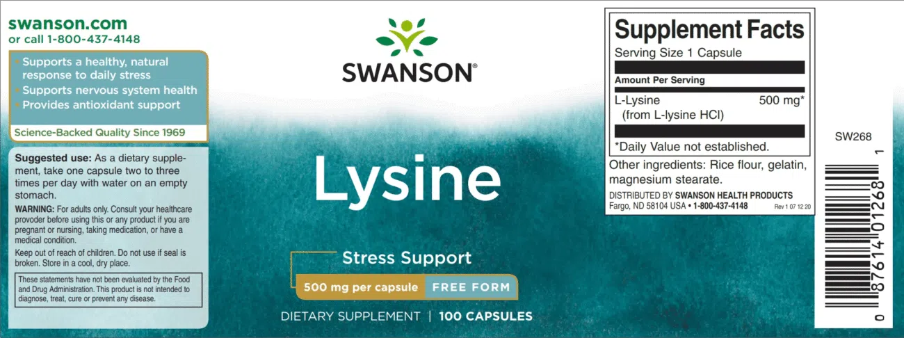 Swanson Lysine (lizin) kapszula - 100db - Image 2