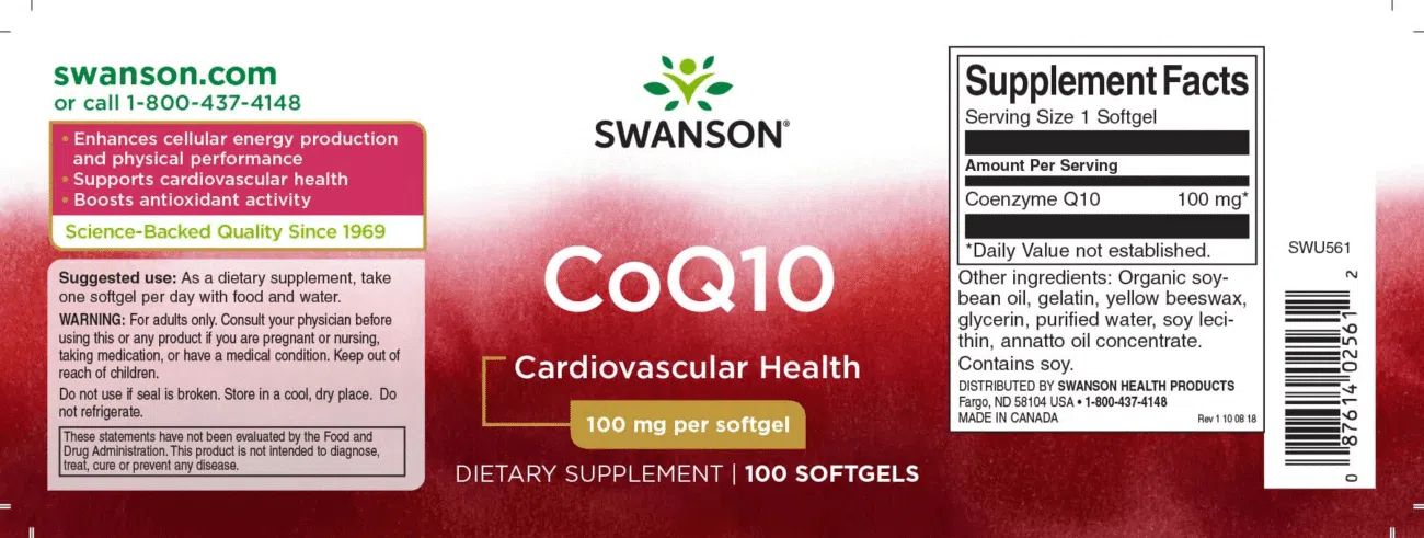 Swanson Q10 koenzim 100mg lágyzselatin kapszula - 100db - Image 2