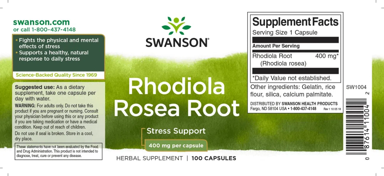 Swanson Rhodiola Rosea - Aranygyökér kapszula - 100db - Image 2