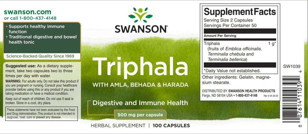 Swanson Triphala kapszula - 100db - Image 2