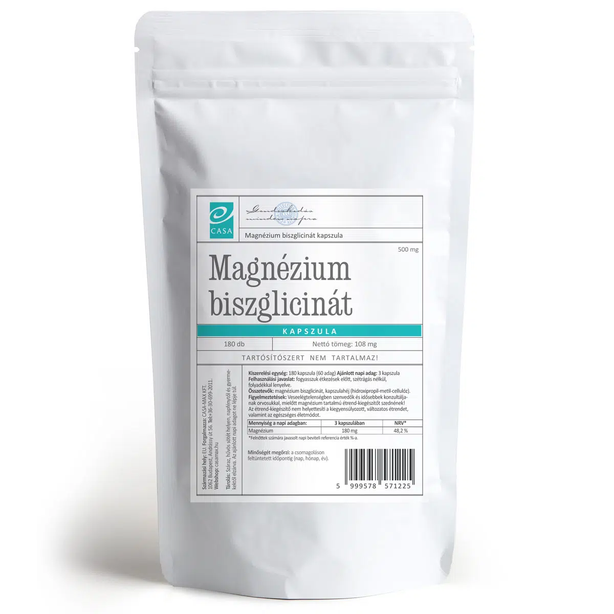Casa Magnézium Biszglicinát kapszula 180 db TASAKOS