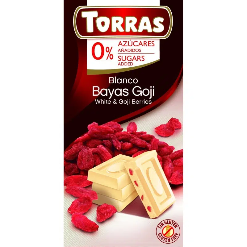Torras fehércsokoládé goji bogyós cukor- és gluténmentes 75g