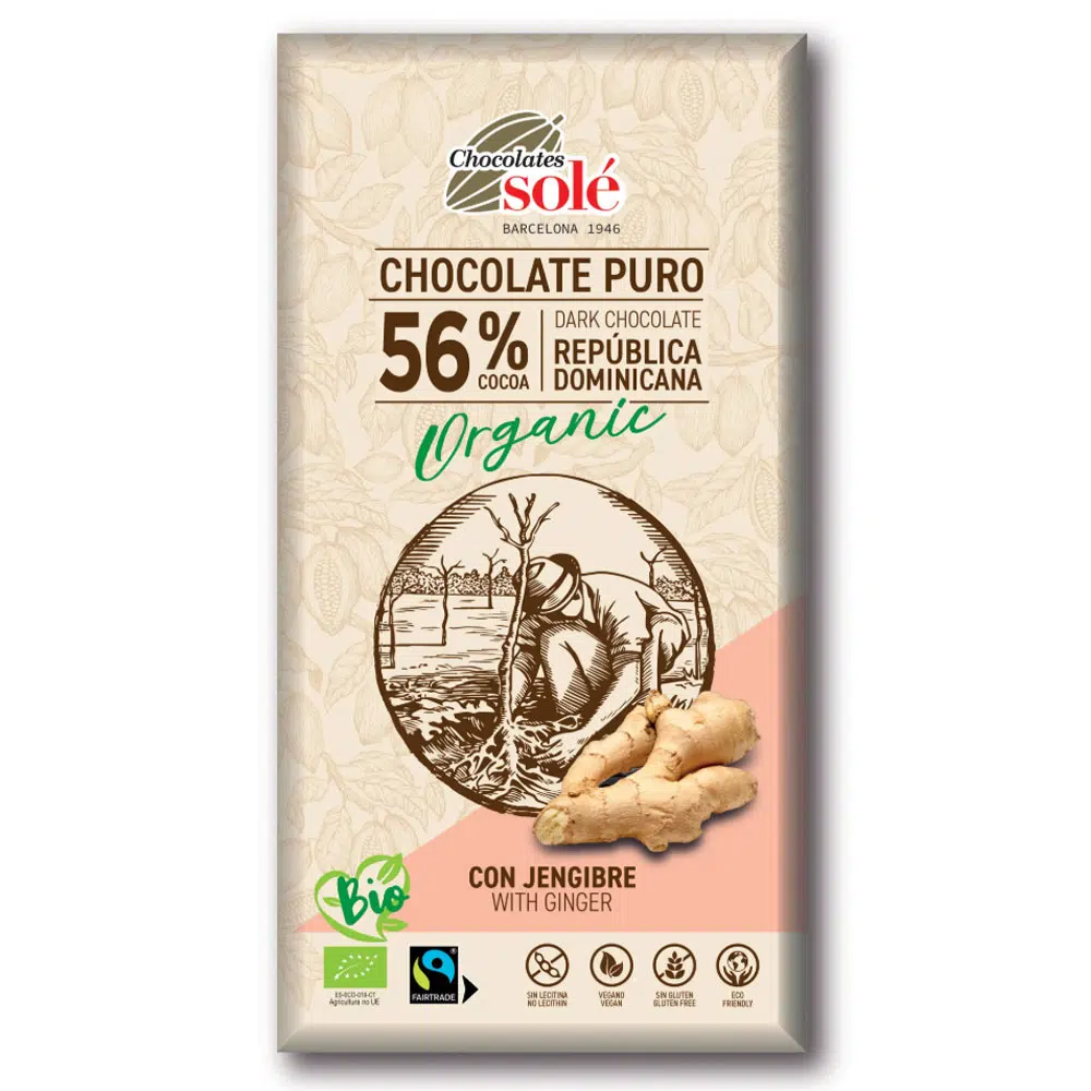 Chocolates Solé 56% Bio GYÖMBÉRES Étcsokoládé 100g