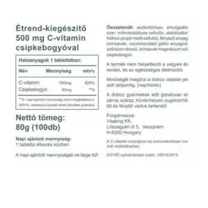Vitaking C-500 C-vitamint és csipkebogyót tartalmazó tabletta - 100 db - Image 3