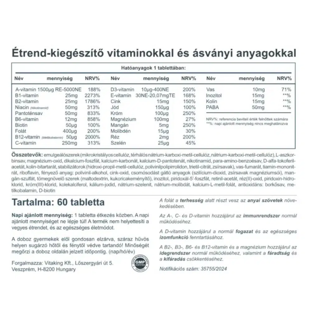Vitaking 9 Hónap Multivitamin tabletta - 60db - Image 2