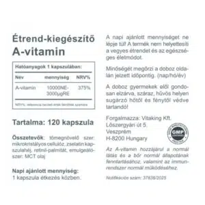 Vitaking A-10000NE vitamin kapszula - 120db - Image 2