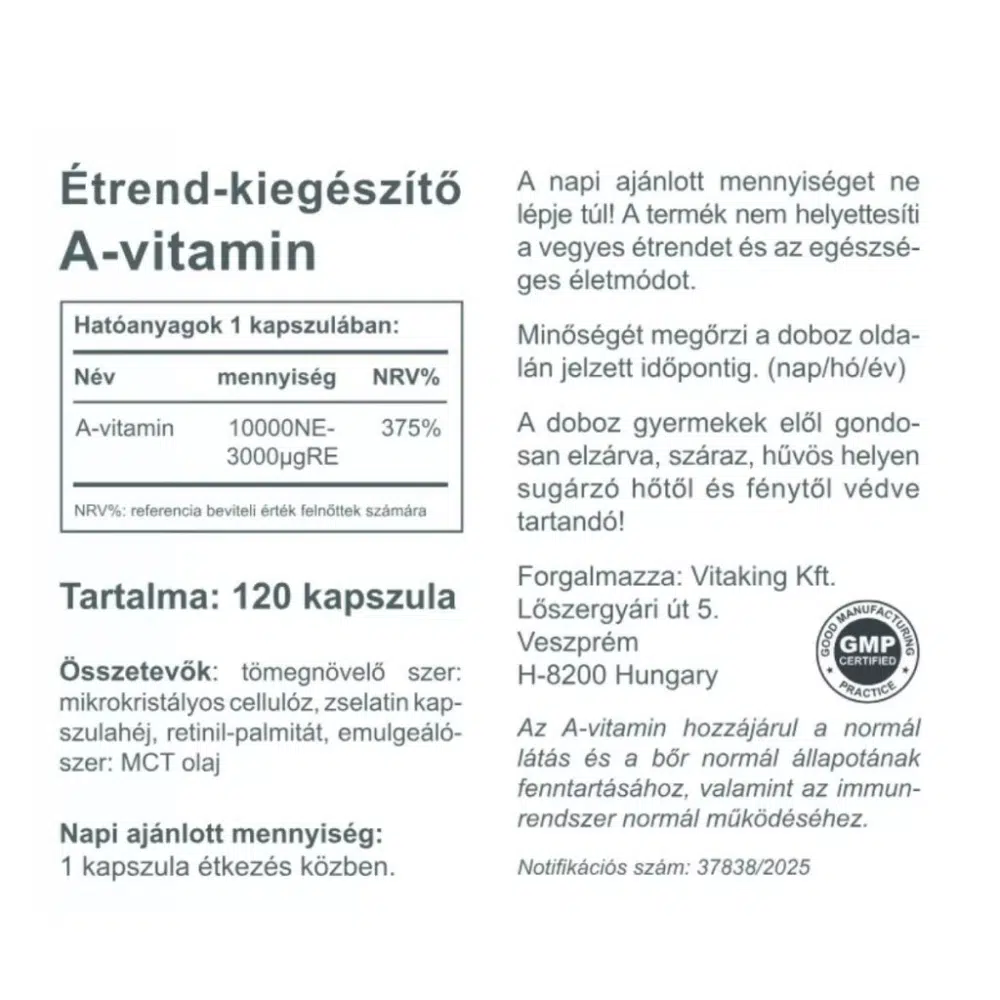 Vitaking A-10000NE vitamin kapszula - 120db - Image 2
