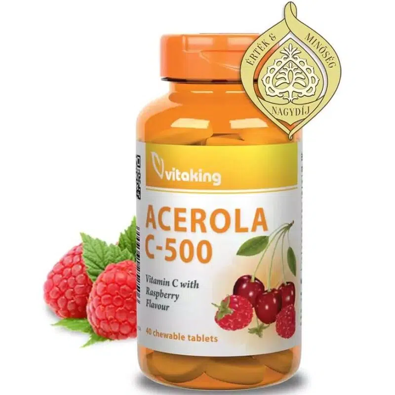 Vitaking Acerola C-500 komplex málnás 40db rágótabletta