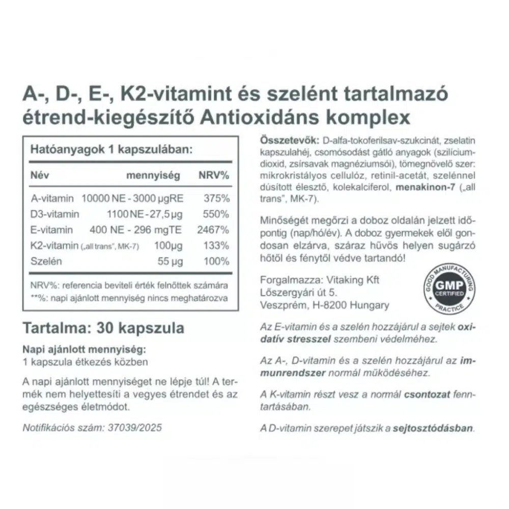Vitaking Antioxidáns Komplex kapszula - 30db - Image 2