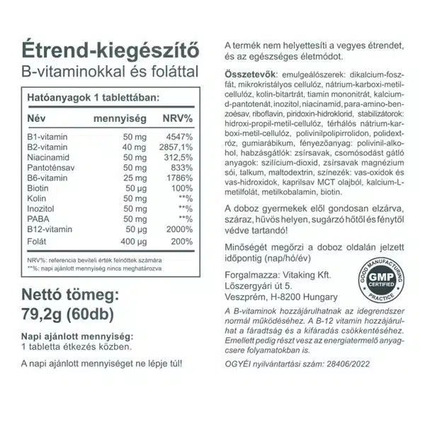 Vitaking Mega B-50 komplex tabletta - 60db - Image 3