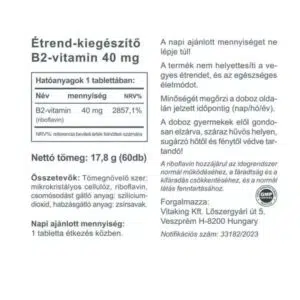 Vitaking B2-vitamin (Riboflavin) tabletta - 60db - Image 2