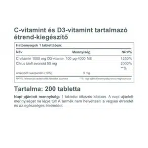 Vitaking C+D C-vitamin 1000mg + D3-vitamin 4000NE tabletta - 200db - Image 2